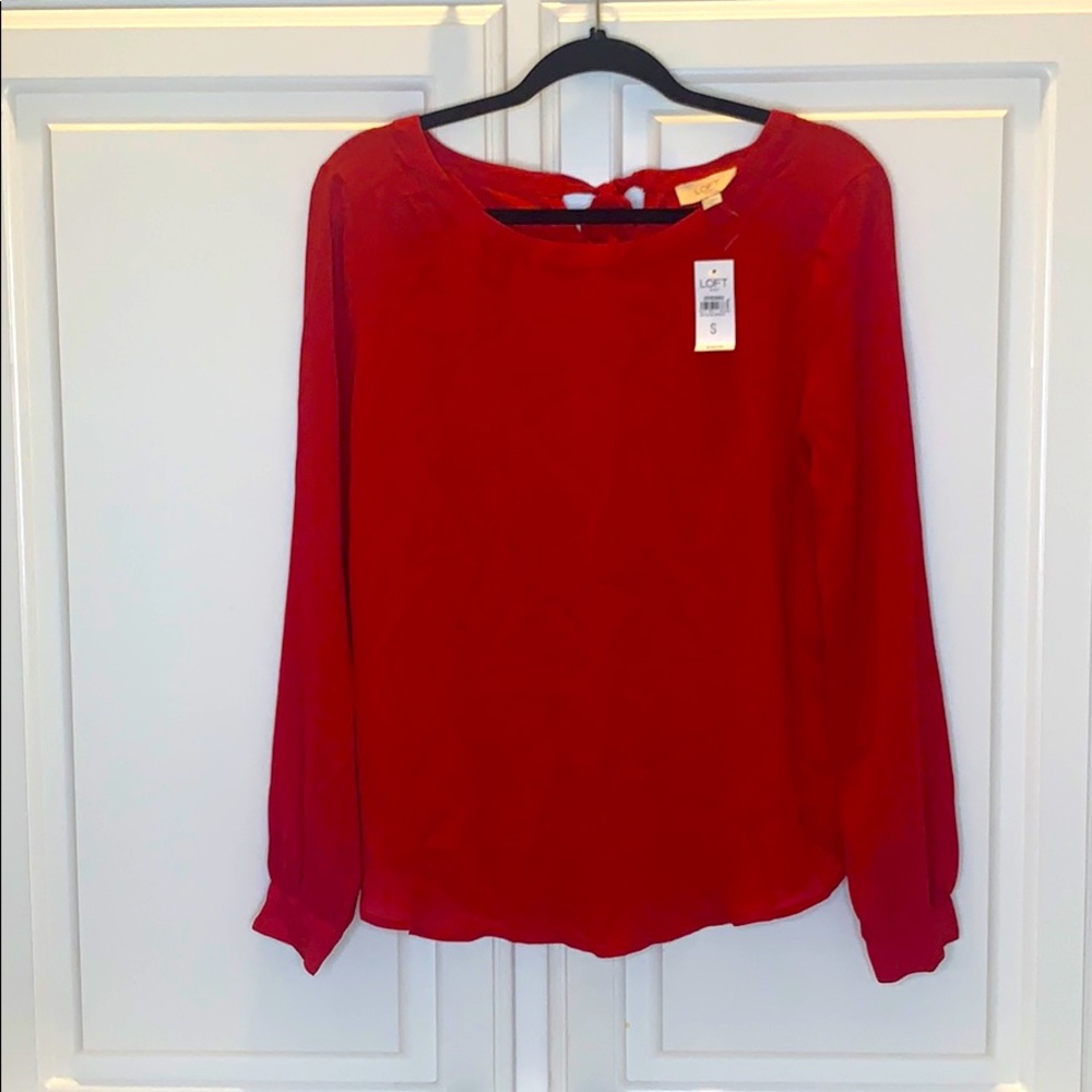Red Long Sleeve Blouse -S